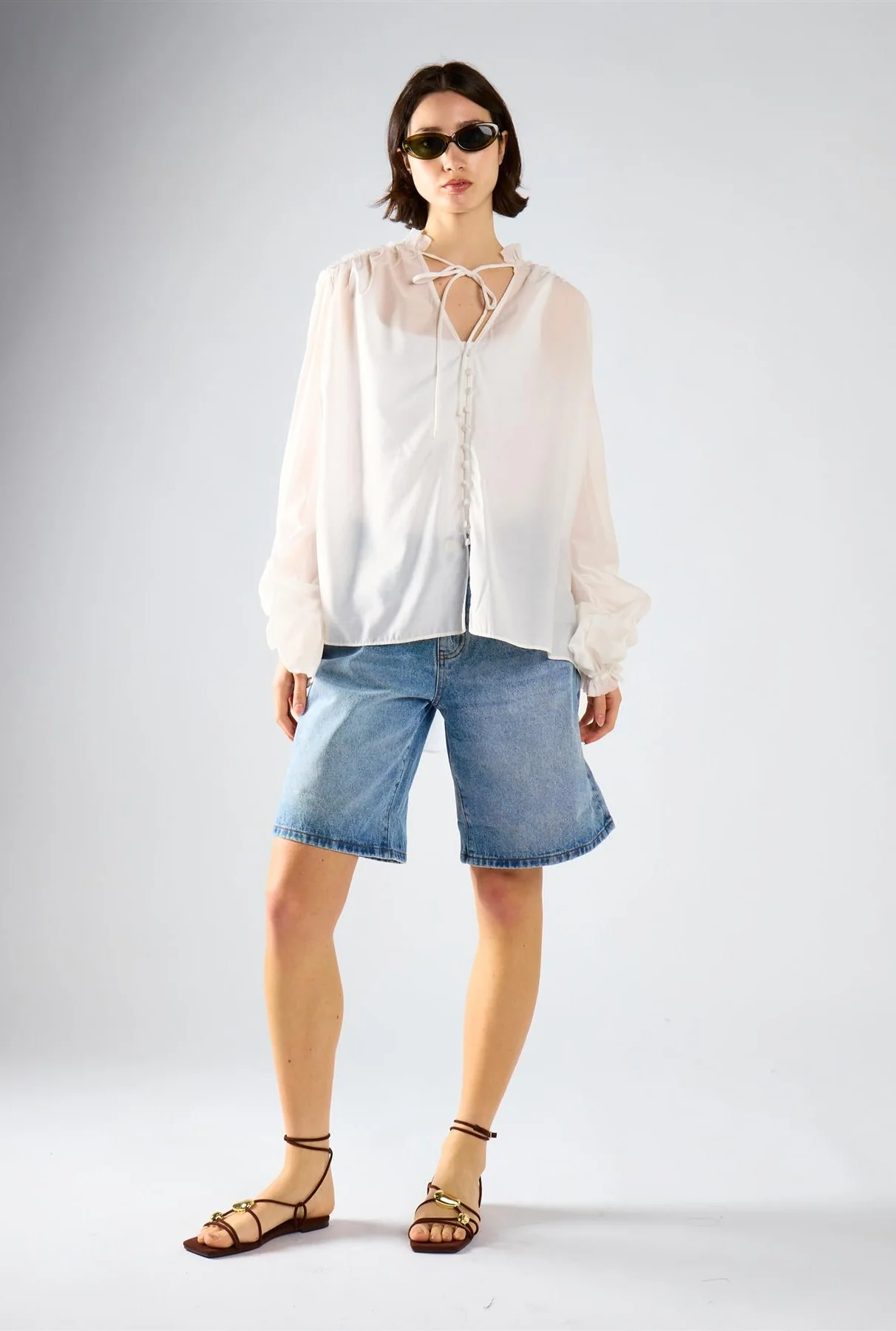 White Tie Chiffon Blouse