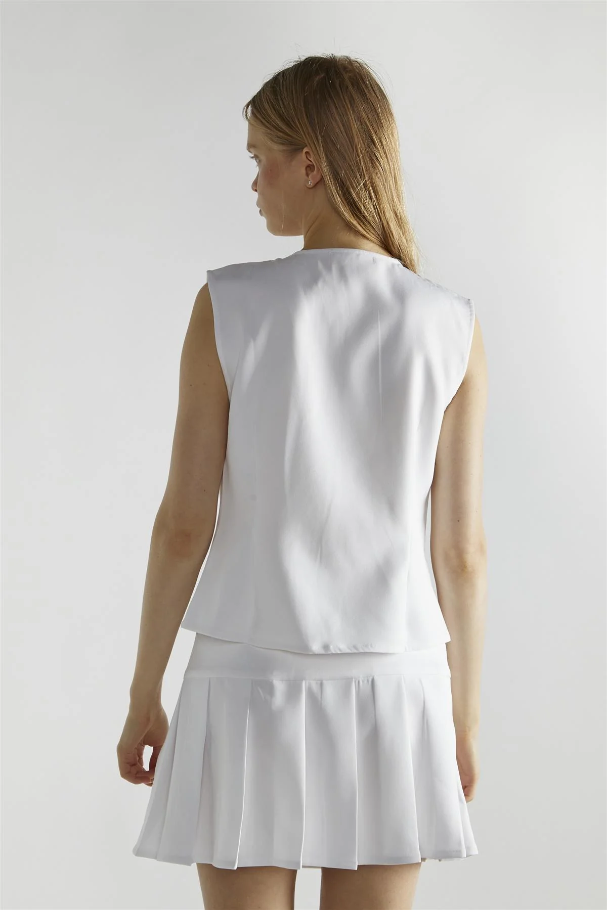 White Tie Front Sleeveless-Top - Image 2