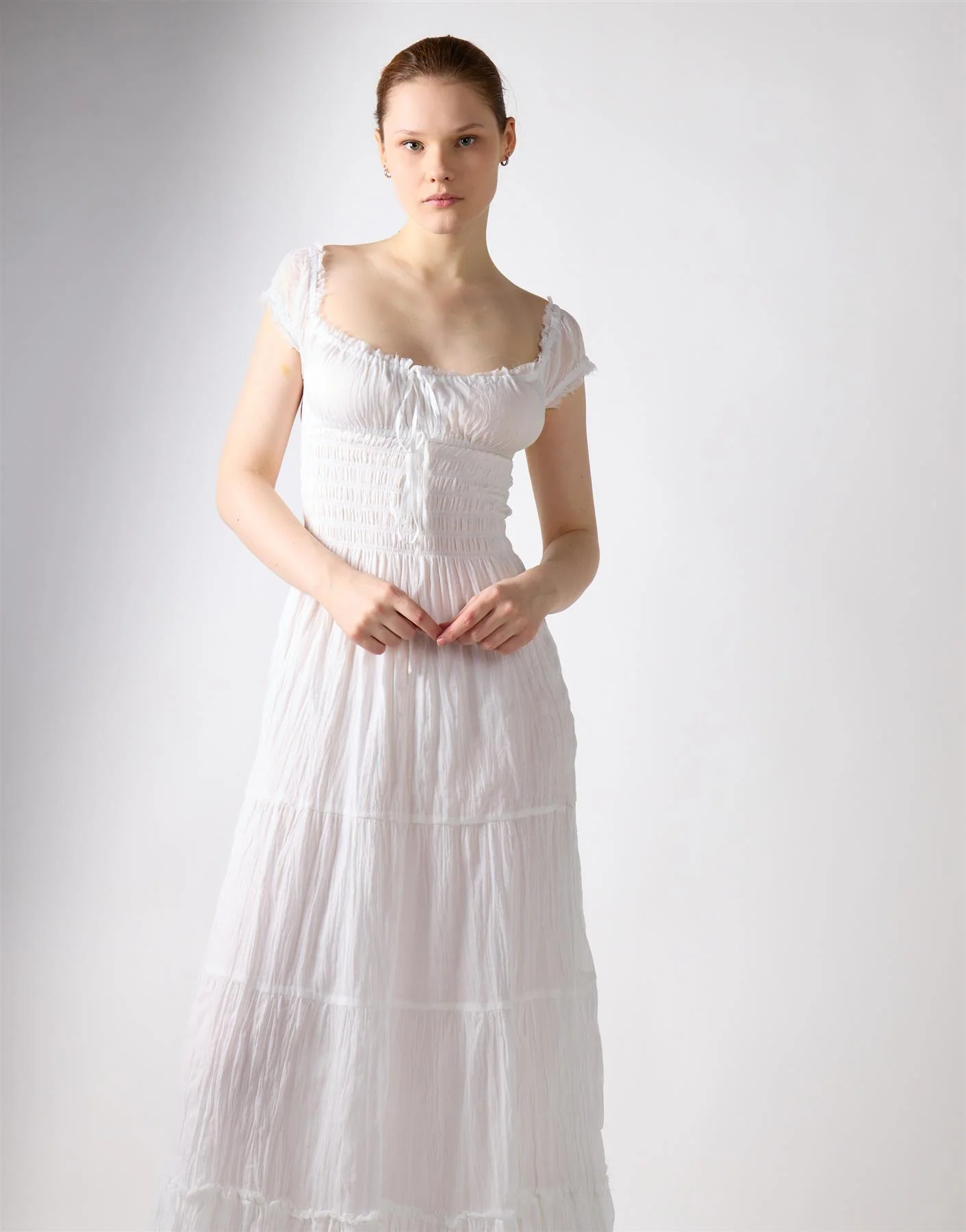 White Tiered Maxi Dress