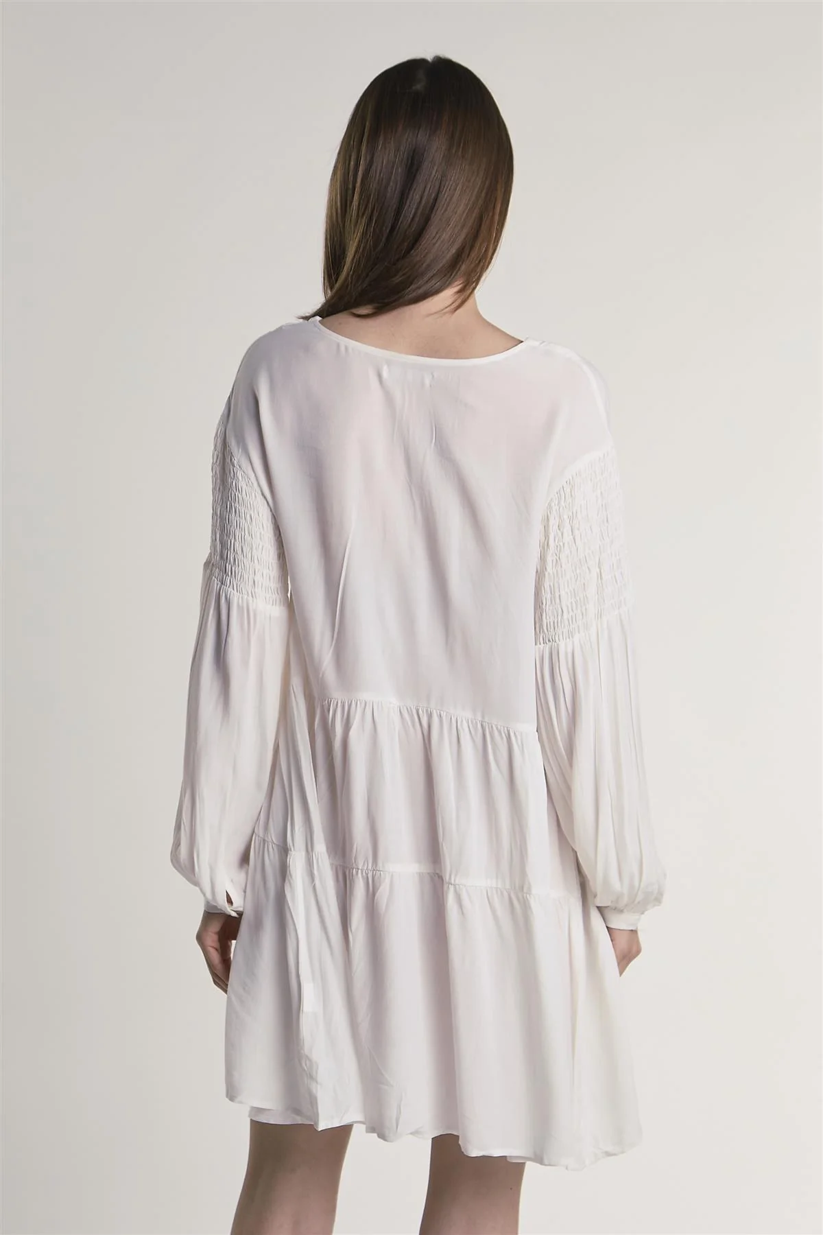 White Tiered Midi-Dress - Image 2