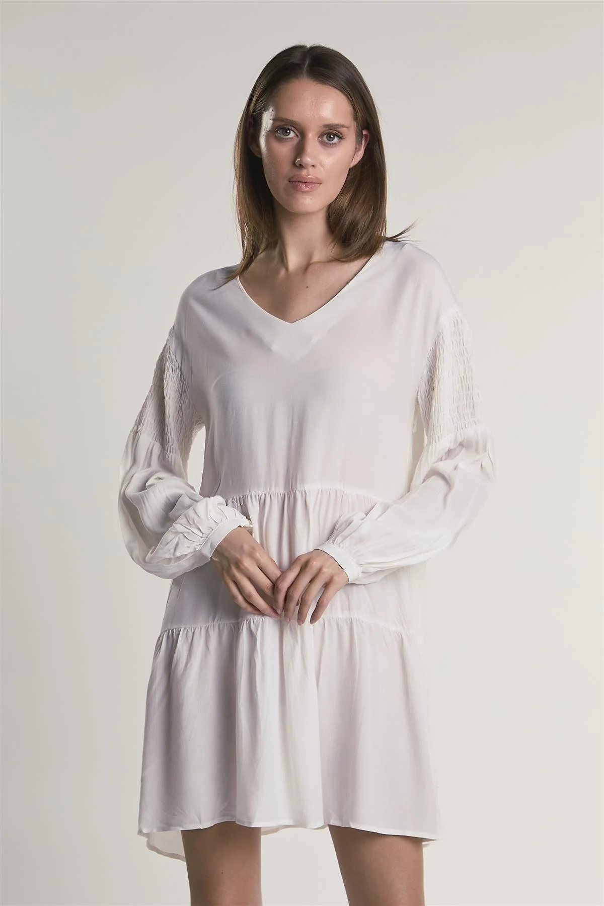 White Tiered Midi-Dress - Image 3