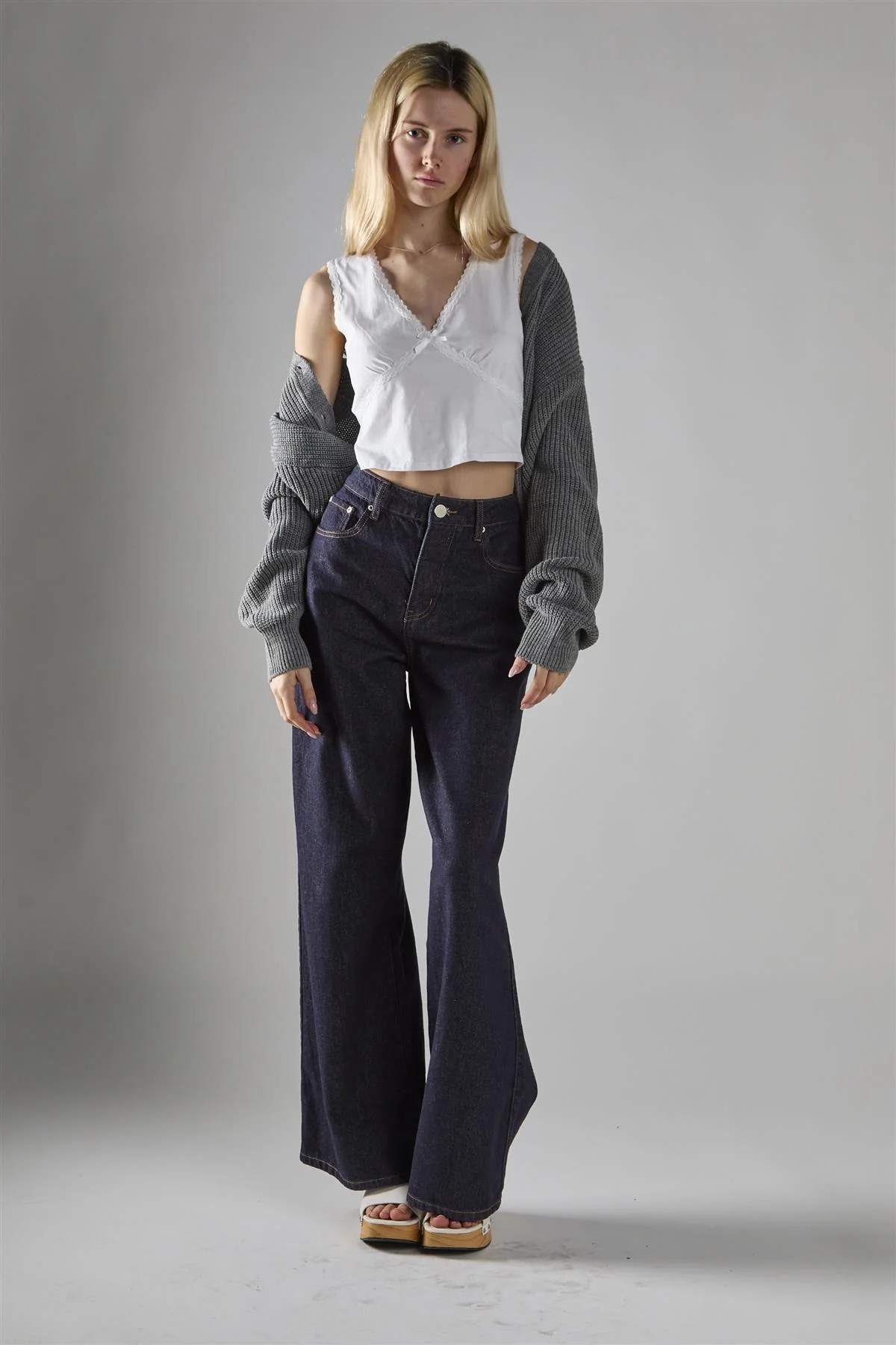 White V-Neck Crop-Top
