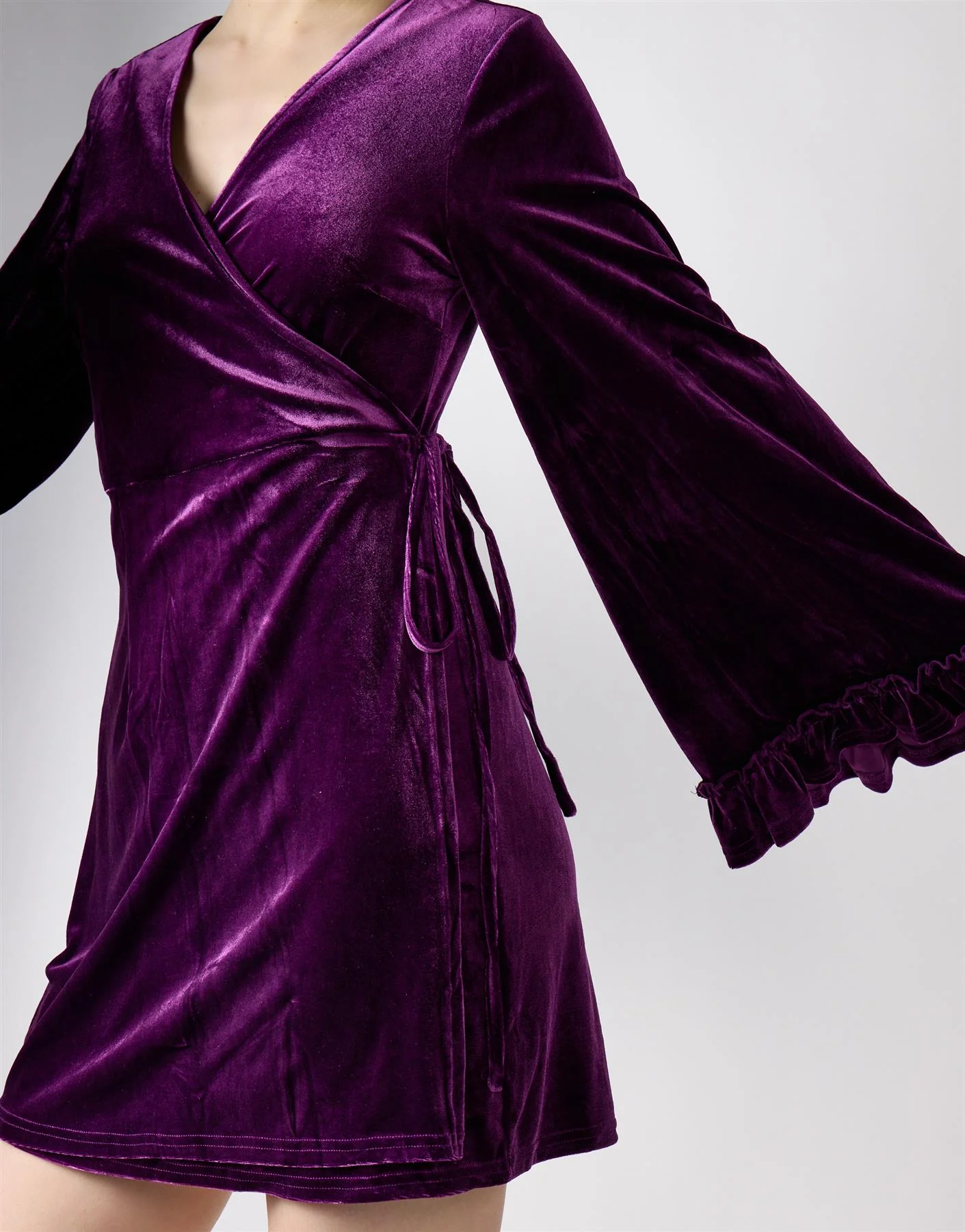 Wine Mini Wrap Dress - Image 3