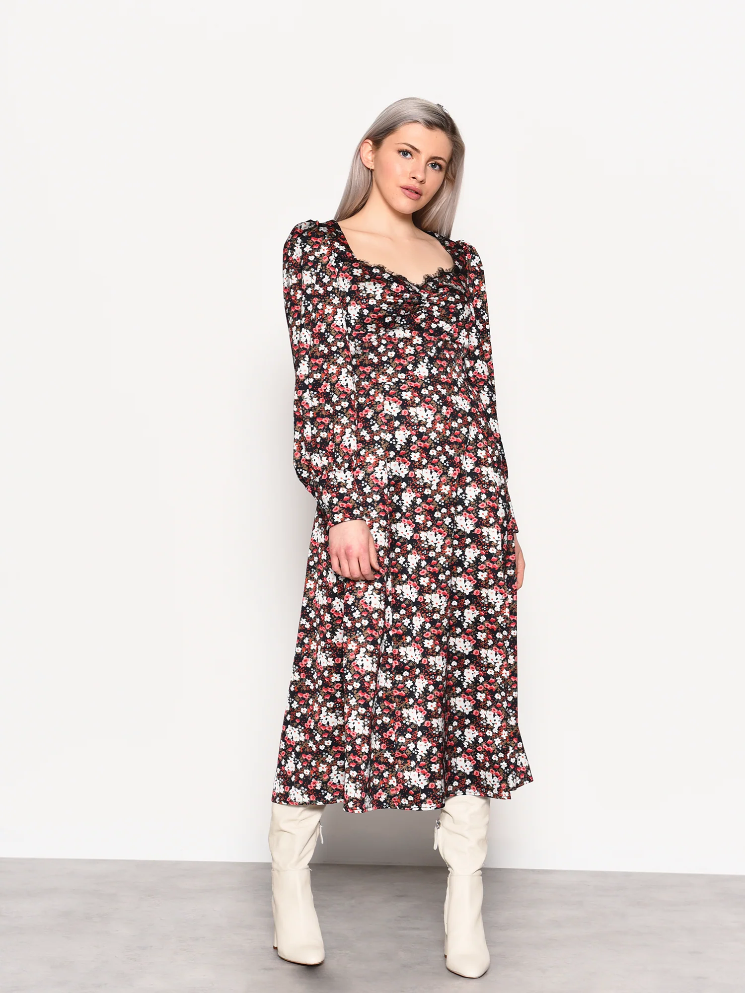 Glamorous Winter Ditsy Floral Side Split Midi Dress - Image 2